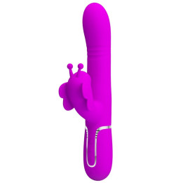Pretty Love - Vibrateur Multifonction Lapin 4 en 1 Papillon Fuchsia